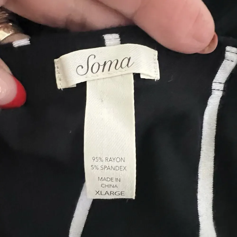 SOMA Super Soft Maxi Bra Dress Striped Size XL Black White Resort Wear Stretch - Picture 7 of 12